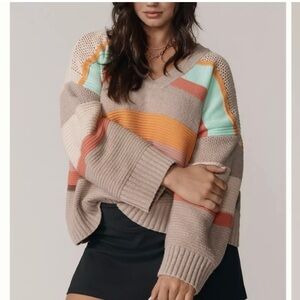 Anthropologie Daily Practice Beach Daze Oversized Striped Sweater Medium